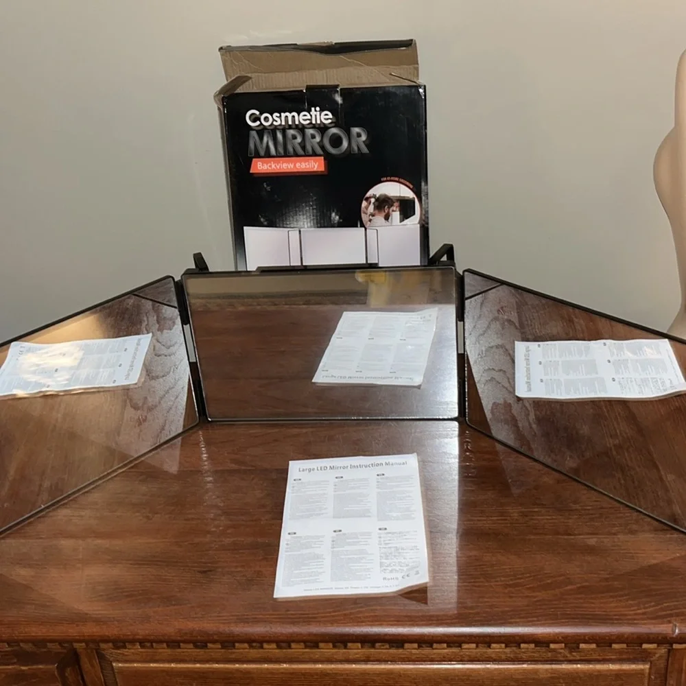 Cosmetic Large Mirror 3 Screens Hang or Stand Up NWOT